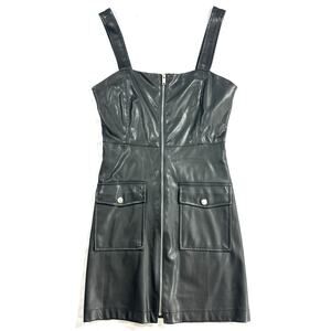 Love Tree Vegan Leather Sleeveless Strappy Dress Size Small No Belt